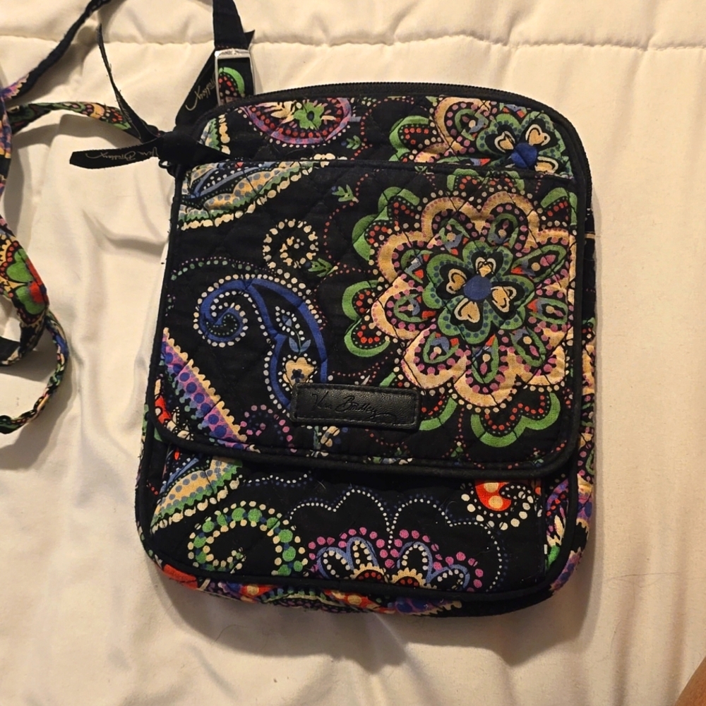 Vera Bradley Small Crossbody Purse Black paisley floral